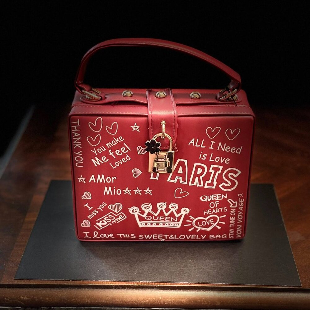 Chic Red Paris Box Bag